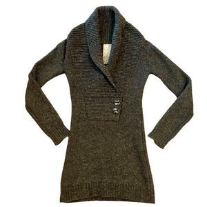 Talulah Charcoal Grey Lambswool Knit Long Sleeve Mini Dress XS